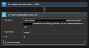 Azure Logic App Recurrence Trigger at Different Hours and Mins