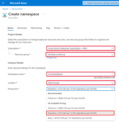 How to create a connection string in Azure Service Bus-1? 