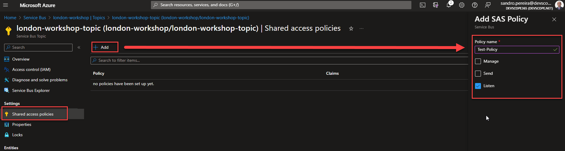 How to create a connection string in Azure Service Bus-5