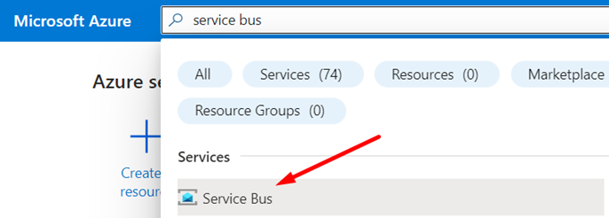 Search for Azure Service Bus in the Azure Portal