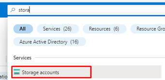 Search for the storage accounts in Azure Portal