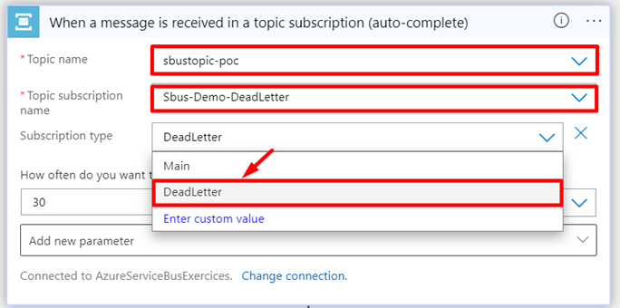 Add Trigger from Azure Service Bus