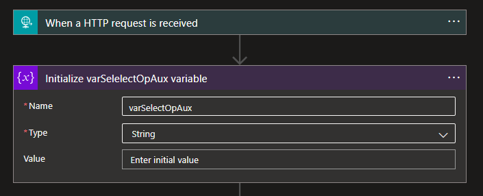 Create a variable – varSelectOpAux