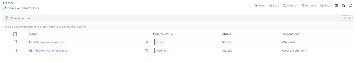 Power Automate monitoring status