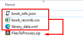Step 1 naming the files as FilesToProcess.zip
