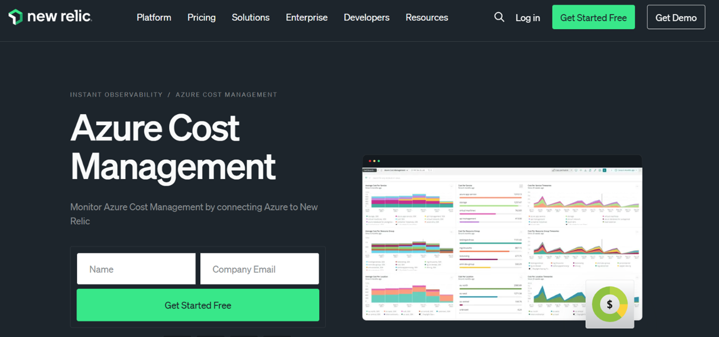 New Relic Azure cost management tool