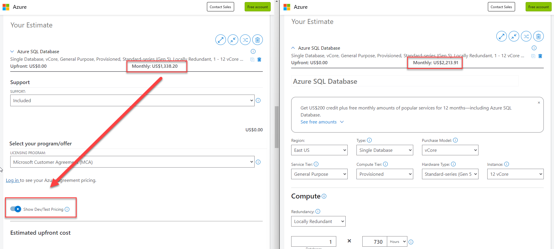 Azure SQL Database Pay-as-you-go and Dev/Test pricing