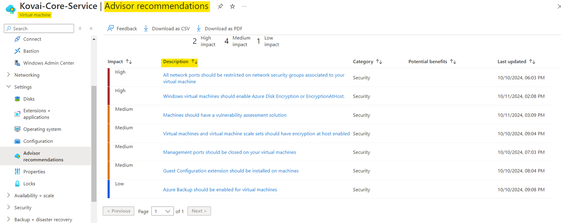 Azure Advisor VM cost optimization