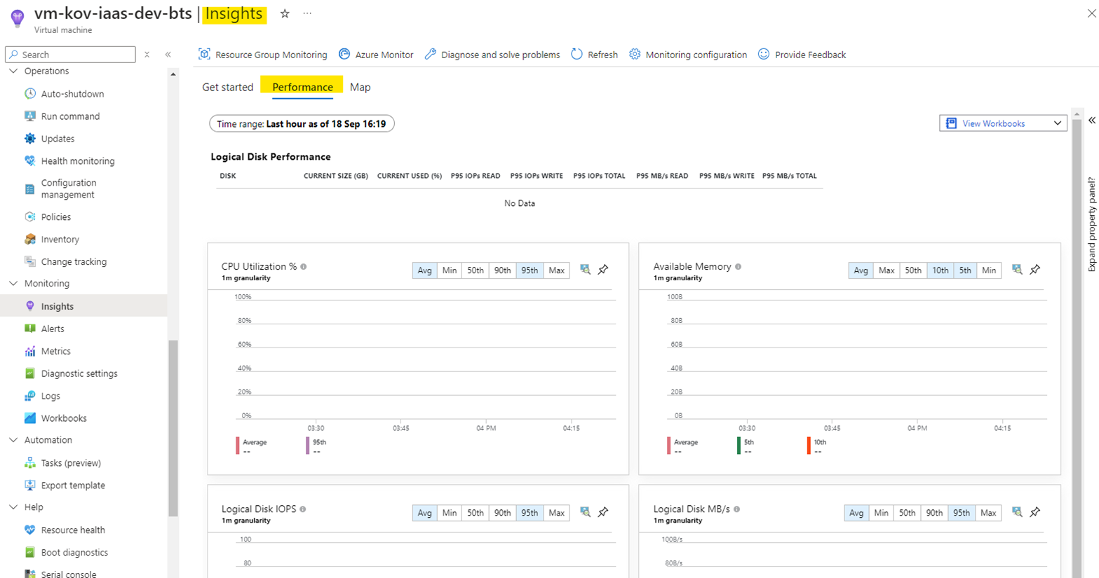 Azure VM insights