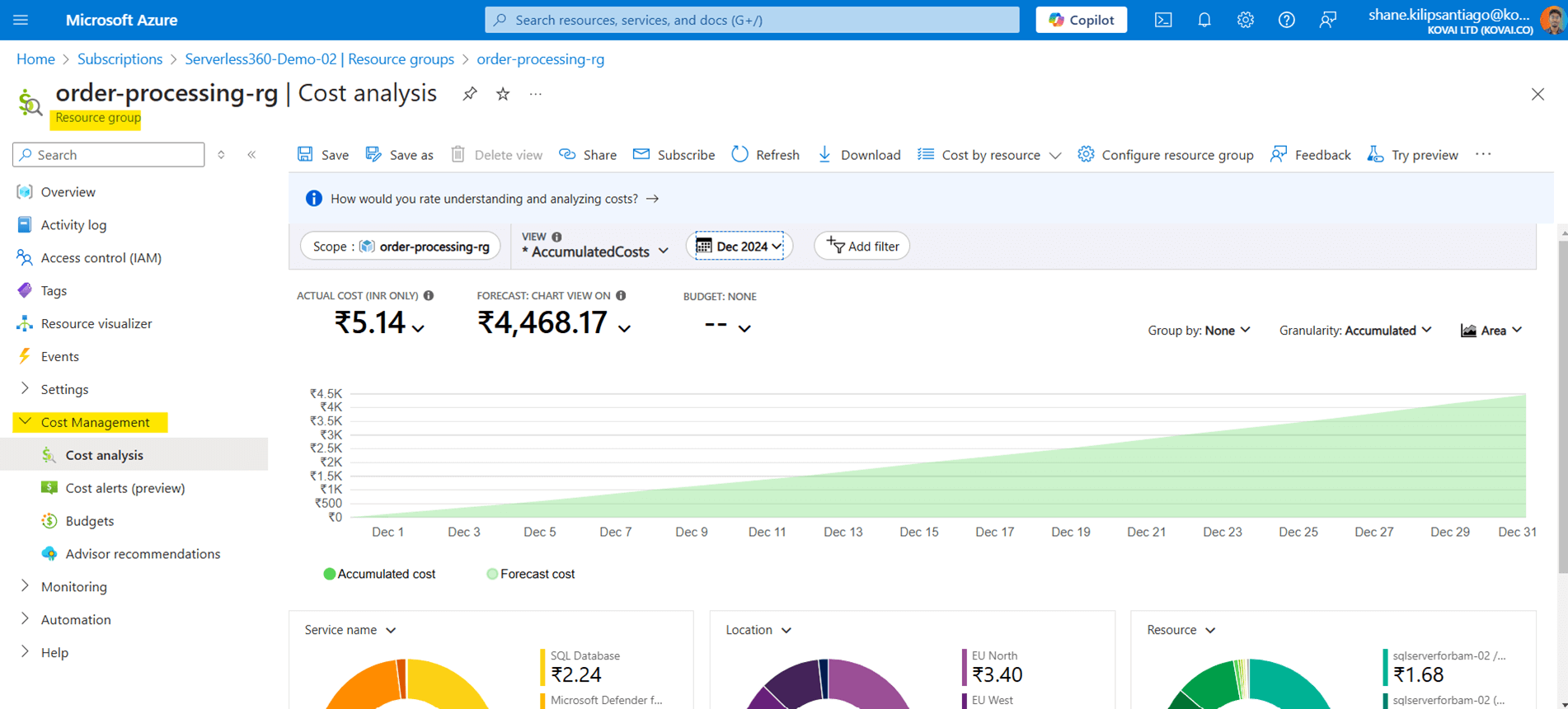 Analyzing Azure Cost Per Resource Groups