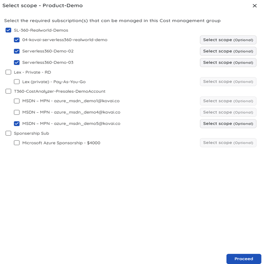 Azure cost analysis across multiple subscriptions